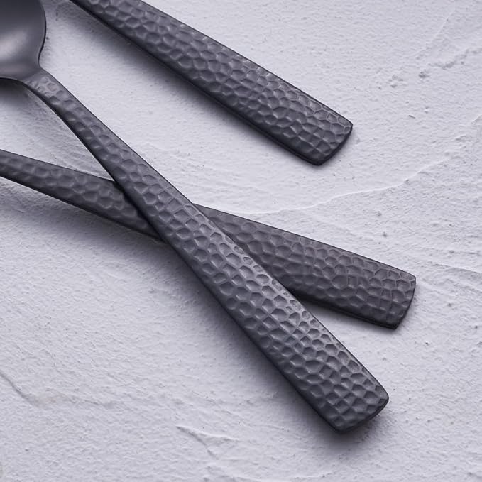 Matte Black Teaspoon Set of 6, FULLYWARE 7.0 inches Stainless Steel Black Metal Coffee Dessert Spoons, Satin Finish