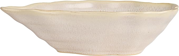 Creative Co-Op Oyster Shaped Stoneware Bowl, Cream