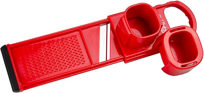 Hutzler Mini-Mandoline Garlic Slicer/Shredder, Red