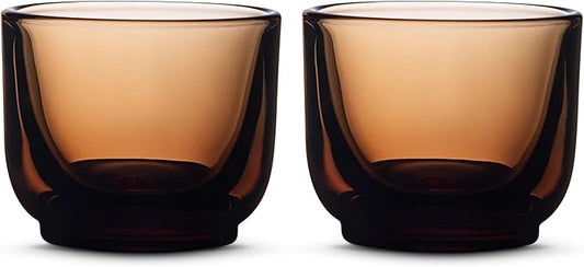 Fellow Pirch Espresso Shot Glass 3.5 oz Set of 2, Amber Artisanal Espresso Cups, Handcrafted Soda Lime Glass – Heat Retaining, Dishwasher & Microwave Safe for Latte Art & Coffee