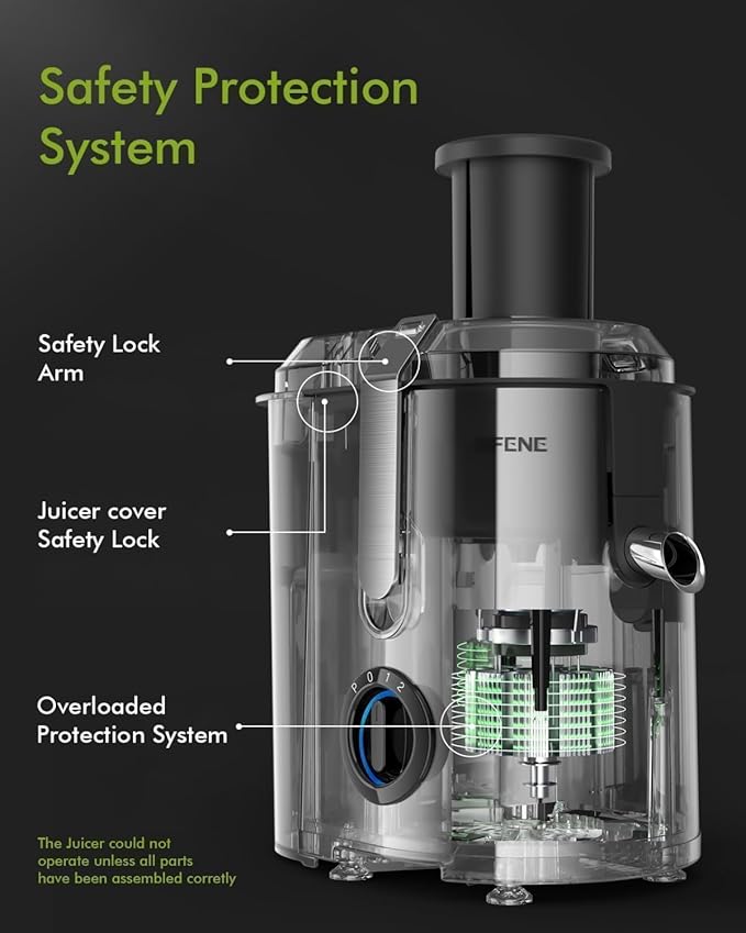 SIFENE Centrifugal Juicer Machine With 3.2 Inch Wide Mouth Chute And 1300W Peak Power Motor For Whole Fruits And Vegetables Compact Stainless Steel Juice Extractor With 3 Speed Control