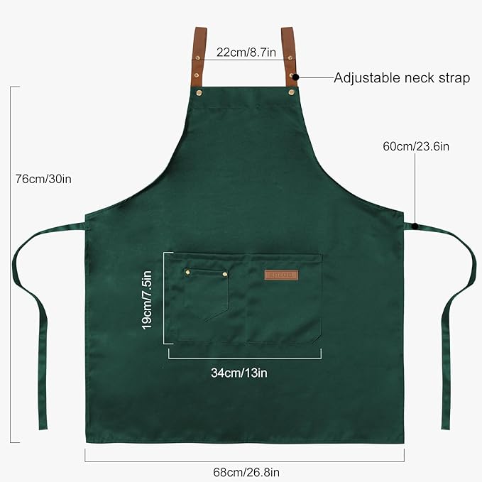 DILLMAN Art Aprons for Men Women Painting Pottery Baking, H Back Straps Waterdrop Kitchen Chef Cooking Apron with Pockets