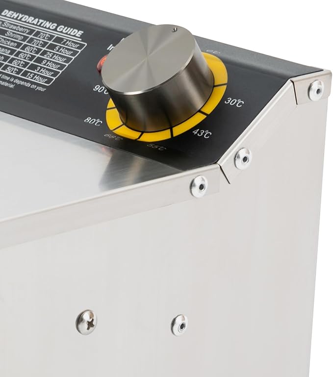 110V/60Hz Stainless Steel Food Drying Machine, 400W Silver Food Drying Machine for Home Use Countertop Food Dehydrator Modern Rectangular Temperature Range 30-90℃/86-194℉ 6 Grid Tray