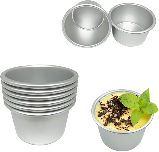 Xstronq 6 Pcs Popover Pan 3.4x2.0 in Aluminum Pudding Cups Reusable Nonstick Large Individual Muffin Mold for Pie, Egg Tart, Cake
