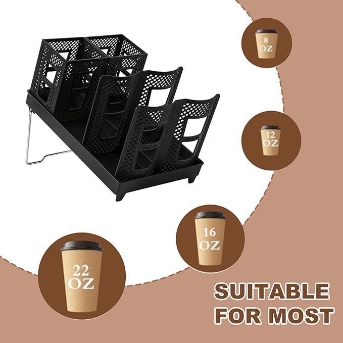 2-In-1 Coffee Cup Organizer,Foldable Stand Compartment Coffee Cup Dispenser,Cups, Straw, Cup Lid Manager,Suitable For Coffee Stations, Offices, Lounges