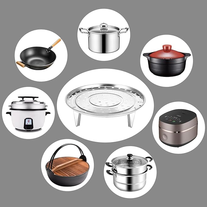 Stainless Steel 8.5 inch Steamer Basket with Removable Stand for Instant Pot Steamer Cooking, Silver 1PC