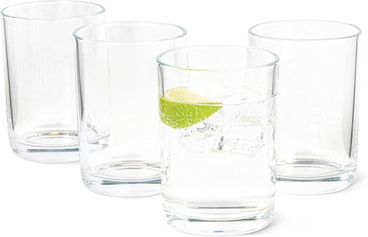 Amazon Basics Drinking Glasses, 4-Piece Set, 11 oz., Dishwasher-Safe