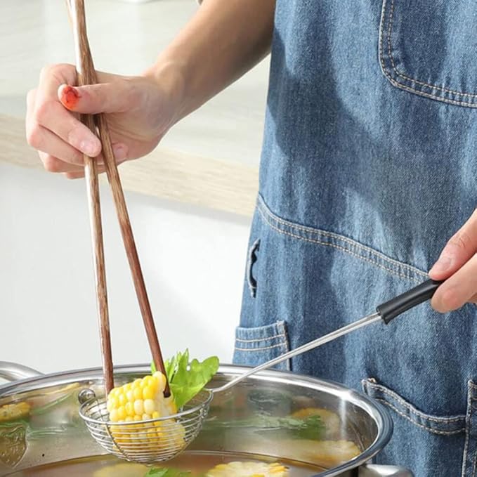 Hemoton 4 Pieces Stainless Steel Spider Strainer Spoon, 2.5 Inch Mini Wire Skimmer Colander with Handle for Hot Pot, Tortellini and Meatball