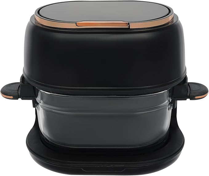 banborba Air Fryer, 900W 4.23QT Glass Air Fryer, Smart Compact Airfryer with Digital Display, 140℉-374℉ Adjustable Temperature, 120 Min Timer, for Cakes, Chicken Wings, Fish, Meat, Shrimp, Vegetables
