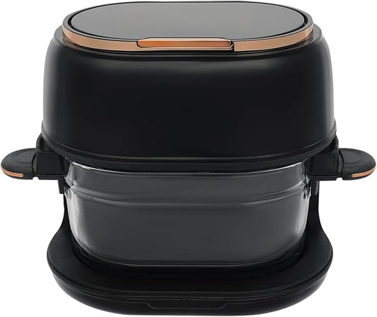banborba Air Fryer, 900W 4.23QT Glass Air Fryer, Smart Compact Airfryer with Digital Display, 140℉-374℉ Adjustable Temperature, 120 Min Timer, for Cakes, Chicken Wings, Fish, Meat, Shrimp, Vegetables