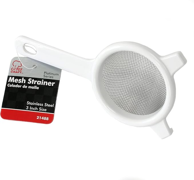 Chef Craft Classic Stainless Steel Mesh Strainer, 3 inch, White