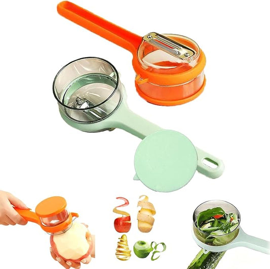 2Pcs New Kitchen Special Fruit Peeler with Box Storage, 2026 Upgraded Double-Sided Stainless Steel Blade, Peeler With Container, Vegetable Peelers for Kitchen Fruit Peeling Supplies (Green&Orange)