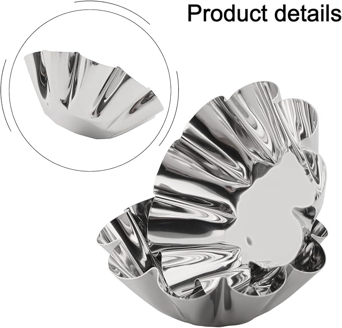 6Pcs Stainless Steel Nonstick Tart Pan for Fruit Tart, Egg Tart, and Cupcake, Easy to Clean and Remove, DIY Baking Accessories
