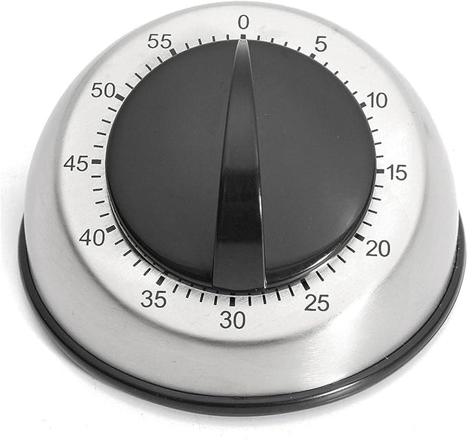 Kitchen Timer for Cooking, Mechanical Stainless Steel Chef Cooking Magnetic Timer, Easy-to-Read 2.5” Dial, Loud Alarm Countdown Reminder for Cooking or Baking, Magnetic Backing, No Batteries Required