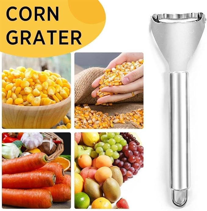 2Pcs Silver Corn Peeler Corn Planer Thresher Corn Kernel Remover Tool Stainless Steel Corn Peeler for Corn On The Cob Corn Cutter Corn Scraper with Ergonomic Handle for Kitchen Corn Stripper Tool