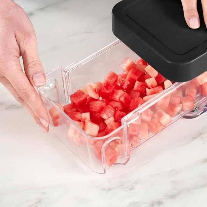 GINSU Plastic Pro Multifunctional Vegetable Chopper & Slicer – 11x6x4in Food Dicer, Cutter & Mandoline with Interchangeable Blades