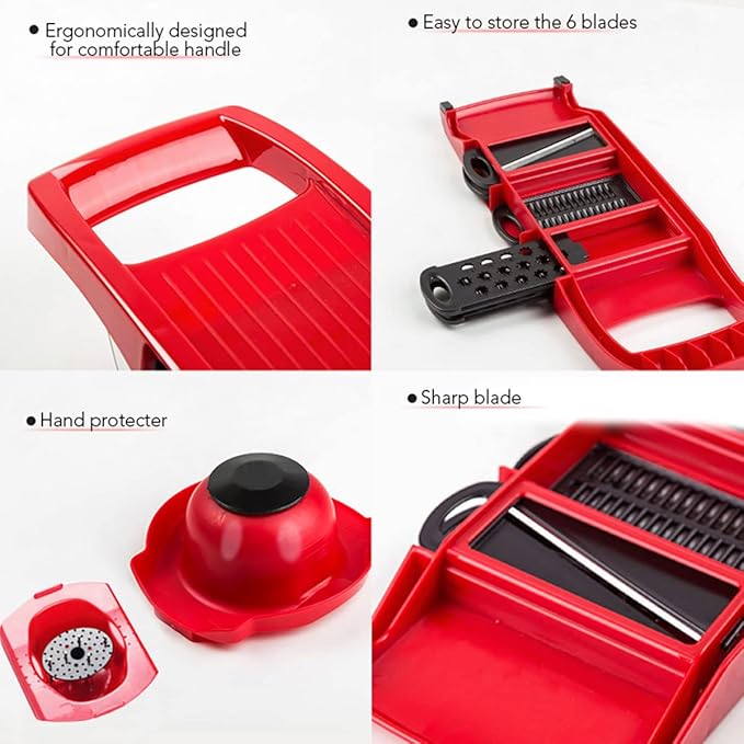 6 in 1 Mandoline Slicer for Kitchen, Multifunctional Veggie Slicer Shredder with Container, Potato Slicer, Vegetable Slicer, Mandoline Food Slicer, Onion Slicer, Essential Kitchen Gadgets