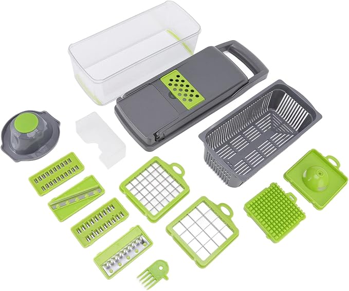 Multifunctional Vegetable Chopper, Food with Mandoline, Egg White Separator, Garlic Grinder for Potato Carrot Onion