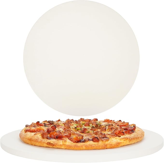 Permade Round Pizza Stone for Grill and Oven- 16 inch Baking Stone Heavy-Duty Cordierite Pizza Stone for Bread, Cookies, Heat Proof BBQ Grilling Cooking Stone for Making Crisp Crust Pizza (White)