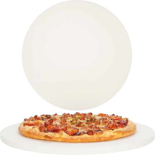 Permade Round Pizza Stone for Grill and Oven- 16 inch Baking Stone Heavy-Duty Cordierite Pizza Stone for Bread, Cookies, Heat Proof BBQ Grilling Cooking Stone for Making Crisp Crust Pizza (White)