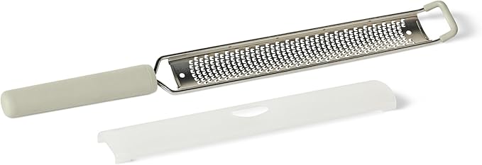 Amazon Basics Zester and Grater Tool, Soft Grip Handle, Dishwasher-Safe, Linen Gray