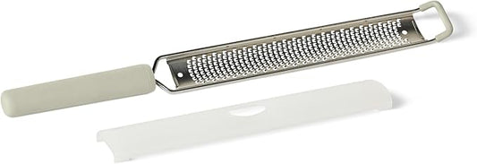 Amazon Basics Zester and Grater Tool, Soft Grip Handle, Dishwasher-Safe, Linen Gray
