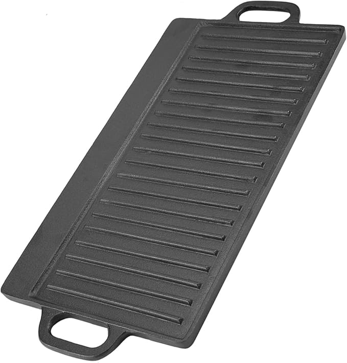 Acouto Reversible Cast Iron Griddle Pan Non Stick Cast Iron Grill Griddle Pan Ridged and Flat Double Sided Baking Cooking Tray Bakeware Oven Safe Gas, Electric, or Cooking - Home &