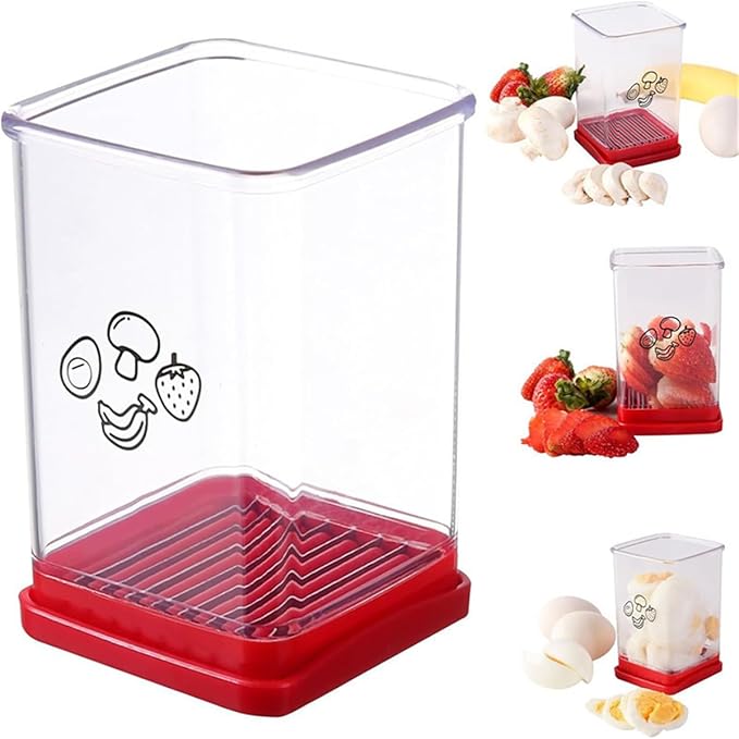 Stainless Steel Strawberry Slicer Egg Slicers Banana Slicers, Fruit & Vegetable Speed Fruit Slicer with Push Plate, Quickly Making Fruit Vegetable Salad, Kitchen Portable Slicing Tool