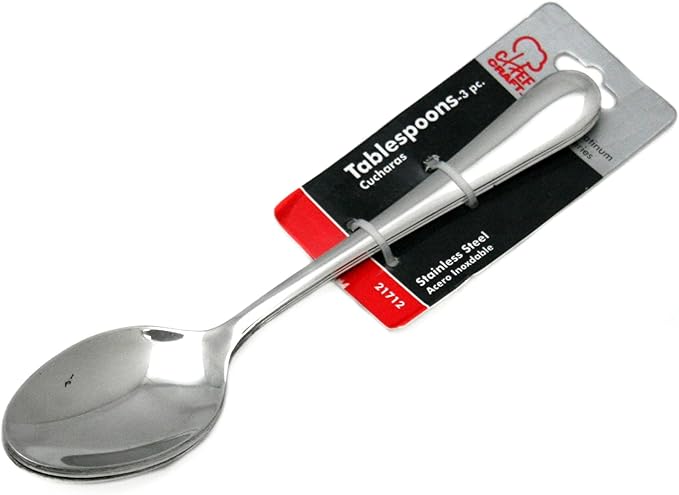 Chef Craft Heavy Duty Tablespoon Set, 7.5 inches in Length 3 Piece Set, Stainless Steel