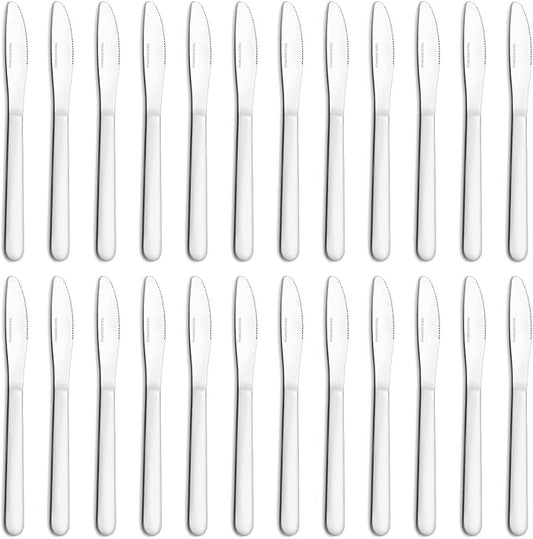 24 Pieces Dinner Knives Set, 8.1" Inches Table Knives Set, Durable Butter Knife, Food Grade Stainless Steel Dinner Knife, Cost-effective Silverware Set - Mirror Polished, Dishwasher Safe