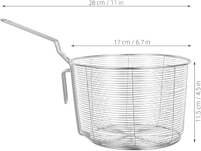 Kichvoe Mesh Pasta Basket - Stainless Steel Mesh Spider Strainer - Noodle Strainer Spaghetti Spoon Fried Food Container Deep Basket Skimmer for Noodles Dumpling