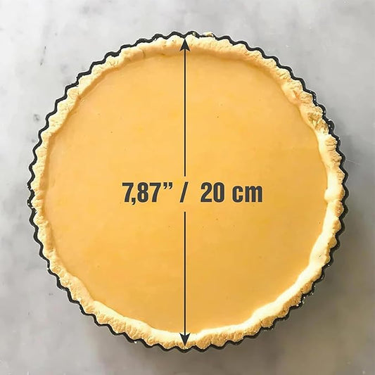 MGE - Dish Pie Pan - Deep Quiche Lorraine Pie Pan - Tart Pans with Removable Bottoms - Tarte Tatin Mould - Detachable Apple Cake Mould - Quiche Baking Dish (7.87 inch)