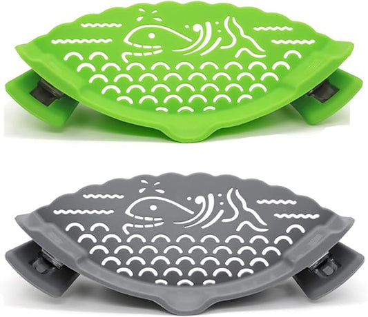 2 Pcs Strain Pot Strainer and Pasta Strainer - Adjustable Silicone Clip On Food Strainers for Pots, Pans, and Bowls - Kitchen Drainer Colander
