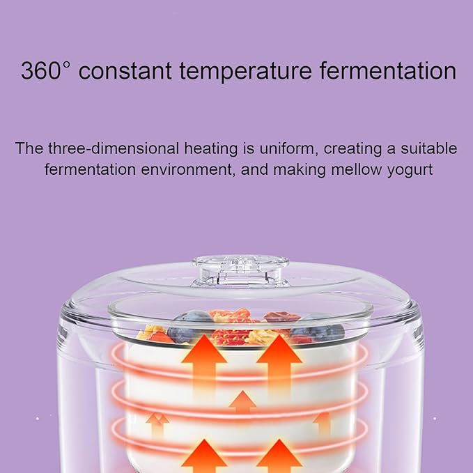Yogurt Machine, Automatic and Portable, with a Transparent and Visible Glass Inner Container, Real-time Display Screen, Suitable for Making Yogurt, Rice Wine, and Natto