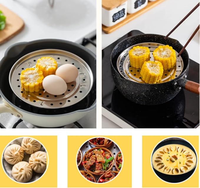 Round Stainless Steel Steamer Rack, Thicken 8.5" 9.33" 10.11" Inch Diameter Canner Steaming Rack Stand Cooking Ware Food Vegetable Steam Tray for Pressure Cooker Pot (3 Pack)