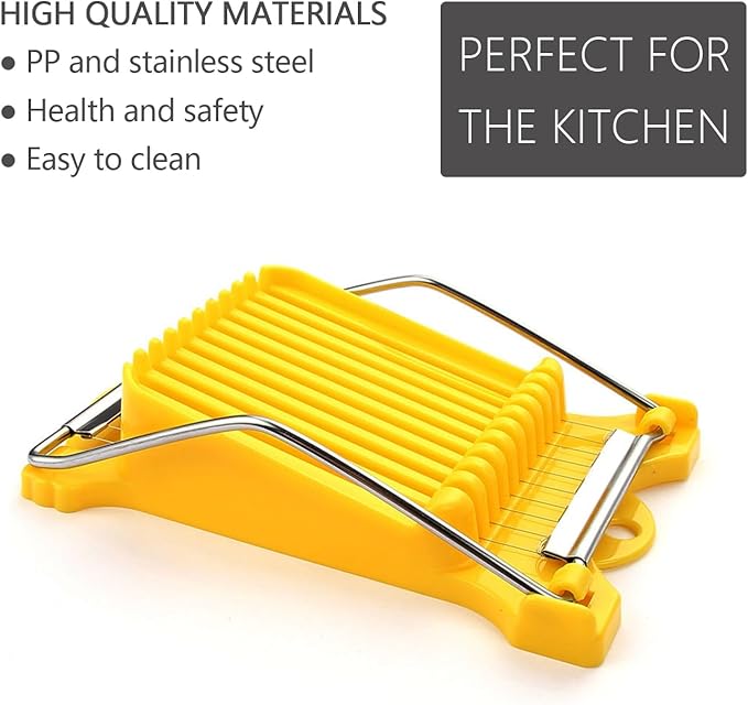 Multipurpose Luncheon Meat Slicer,Stainless Steel Wire Egg Slicer,Cuts 11 Slices for Spam,Cheese,fruit,Soft Food and Ham (Yellow)