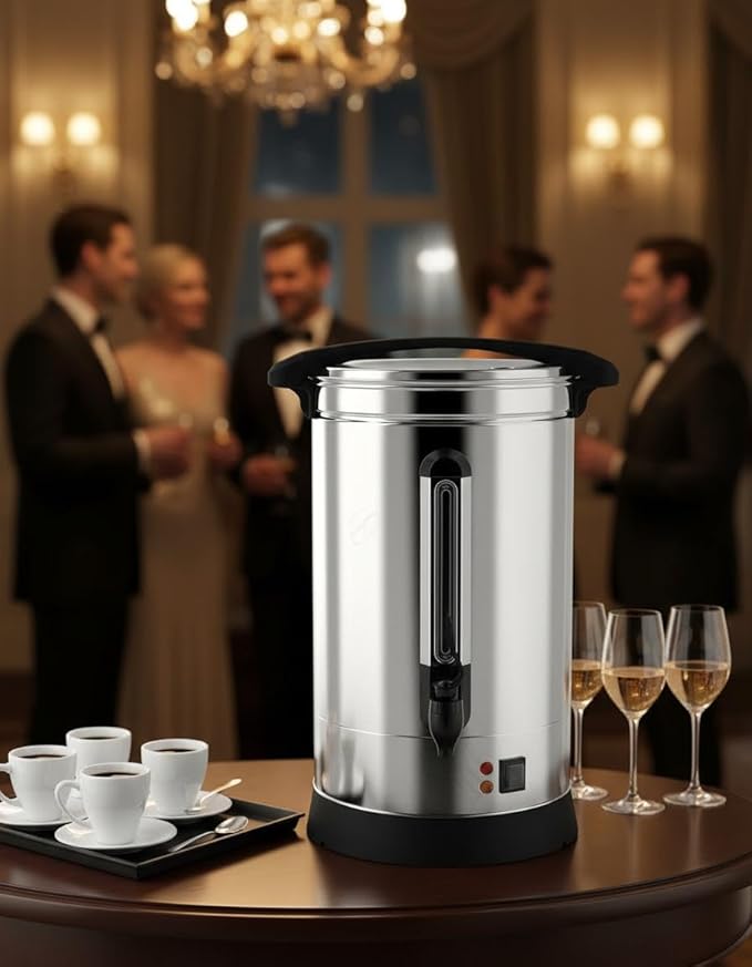 TROPOW 120 Cups Coffee Urn - 18L Commercial Coffee Maker with Hot Beverage Dispenser and Keep-Warm Function,Coffee Pot for Events,Offices,Parties and Catering,Sliver