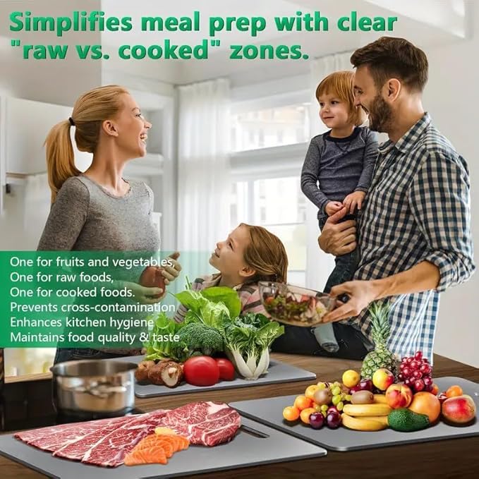 Katuchef Titanium Cutting Board - New Upgrade 100% Pure Titanium Cutting Boards for Kitchen Double Sided Non Toxic Cutting Board,Hygiene Durable Dishwasher Safe Chopping Board (11.4IN*7.9IN)