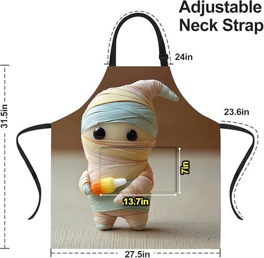 Funny Cat Apron with 2 Pockets Waterproof for Men Women Kitchen Garden Decor