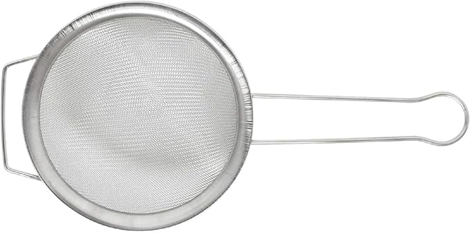 TrueCraftware- 6-Inch Single Mesh Strainer Stainless Steel with Frame and 3/4" Support Handle- Kitchen Utensil Food Strainer Skimmer Spoon for Cooking Sieve Sifters Rice Quinoa Pasta Fruits Vegetable