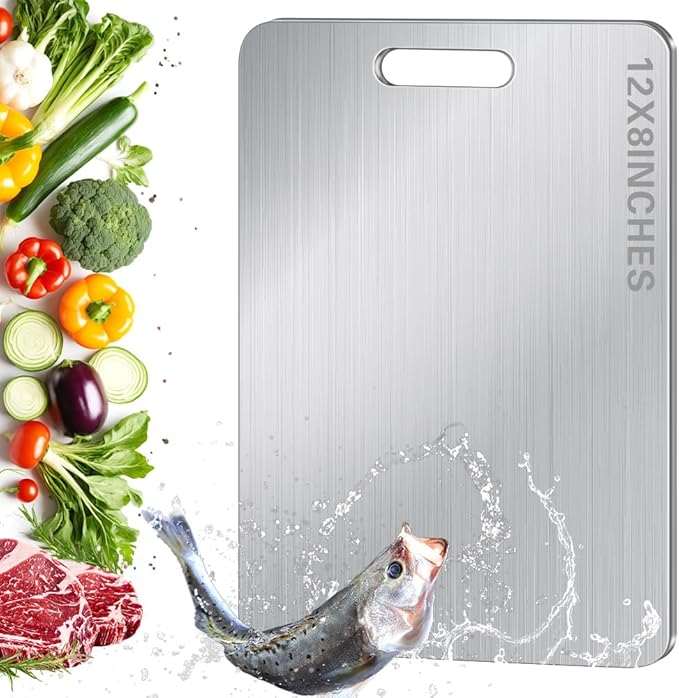 BLOCE Titanium Cutting Board for Kitchen, Non Stick Chopping Board, Upgrade Double Sided Food-Grade Titanium Board for Kitchen for Meat Cheese Vegetable (Medium)