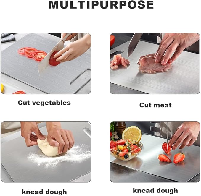 HYUEE Pure Titanium Cutting Board Food Grade Cutting Board Non-slip surface, lightweight, not easy to deform, suitable for outdoor camping and kitchen use - Dishwasher safe(18"L x 12"W)
