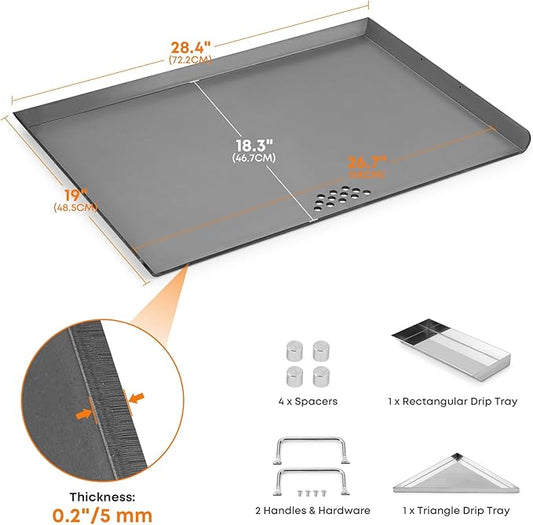Stanbroil Flat Top Griddle for Standard 30" Ranges with Gas/Radiant Glass Ceramic/Electric Coil Cooktops, Includes 2 Drip Trays and 4 Spacers
