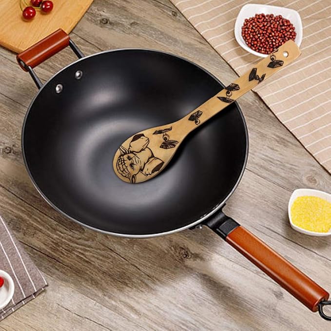 Star War Burned Wooden Spoons Utensil Set Gift Idea Cooking Serving Utensils Natural Bamboo Kitchen House Warming Presents Slotted Spoon 5 Piece