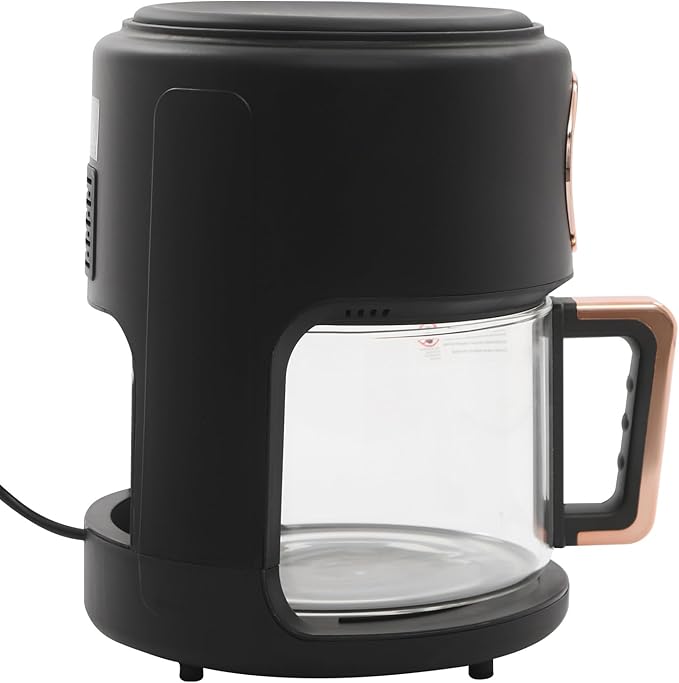 4.2L Glass Air Fryer with Transparent Fry Bowl,1200W Black Air Fryer with Digital Display, Adjustable Temp 176℉-392℉,60-Minute Timer, 8 Preset Modes for Home,Outdoor Picnics