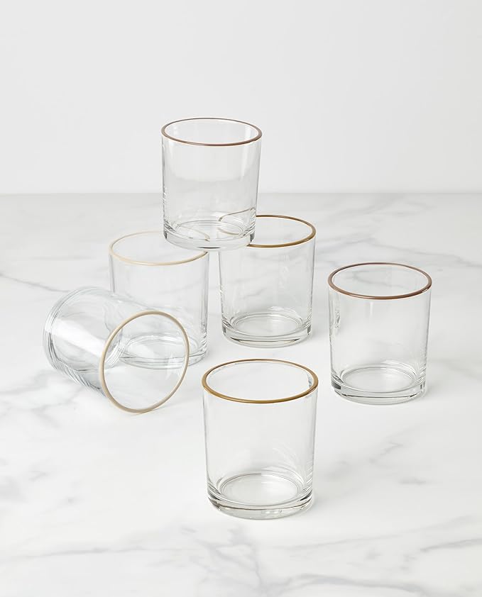 Oneida Glassware, 24 Sever Sunbaked Medium Tumbler, Set of 6, 13.5-Ounce Capacity, Made of Glass, Dishwasher Safe Tumbler, Drinking Glass Set, Home and Kitchen, Clear Glasses (Sunbaked, 6 Piece)