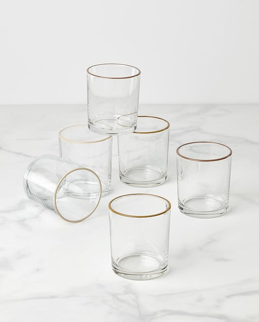 Oneida Glassware, 24 Sever Sunbaked Medium Tumbler, Set of 6, 13.5-Ounce Capacity, Made of Glass, Dishwasher Safe Tumbler, Drinking Glass Set, Home and Kitchen, Clear Glasses (Sunbaked, 6 Piece)