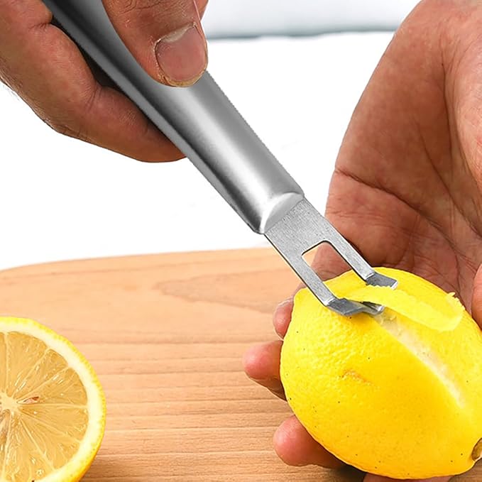 ZORZA 1Pcs Multipurpose Lemon Zest Peeler Stainless Steel Fruit Peeling Gadget with Triangle Channel Knife for Citrus Apples Potatoes Carrots