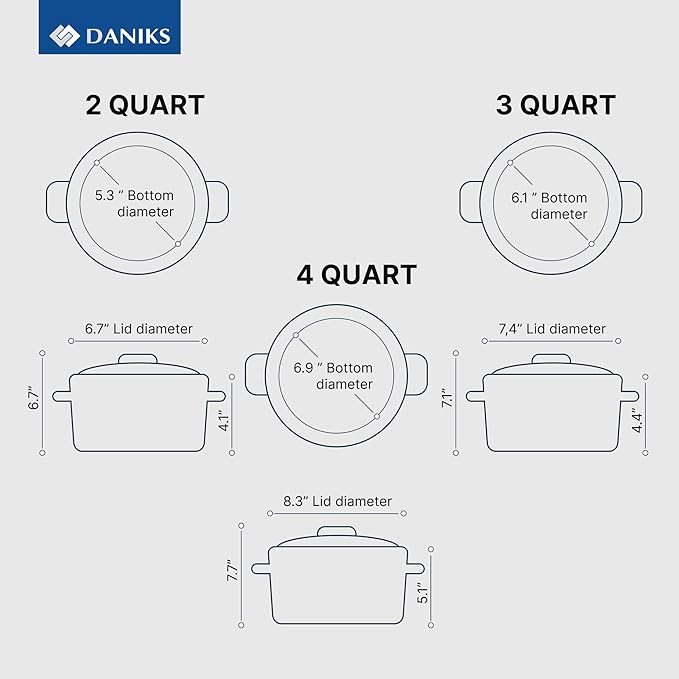 Daniks Oslo 6-Piece Stainless Steel Cookware Set with Glass Lids, Tri-Ply Bases for Even Heating, Induction Compatible, Dishwasher Safe, Bakelite Handles