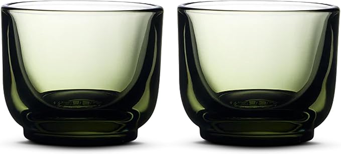 Fellow Pirch Espresso Glasses 3.5 oz Artisanal Cups, Set of 2, Dishwasher Safe Coffee Glasses for Espresso Shots & Latte Art – Woodland